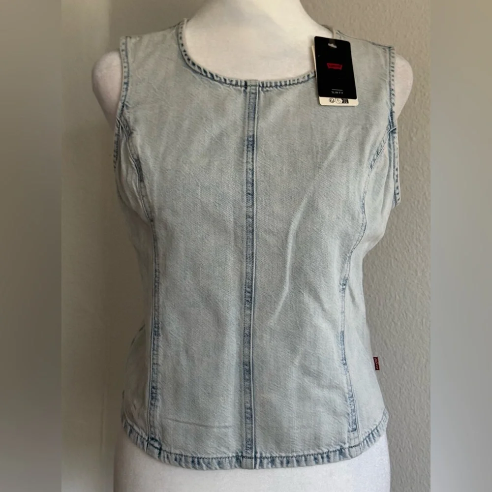 Levi's Premium Women's Topanga Light Blue Denim Tank Top - Picture 3 of 5
